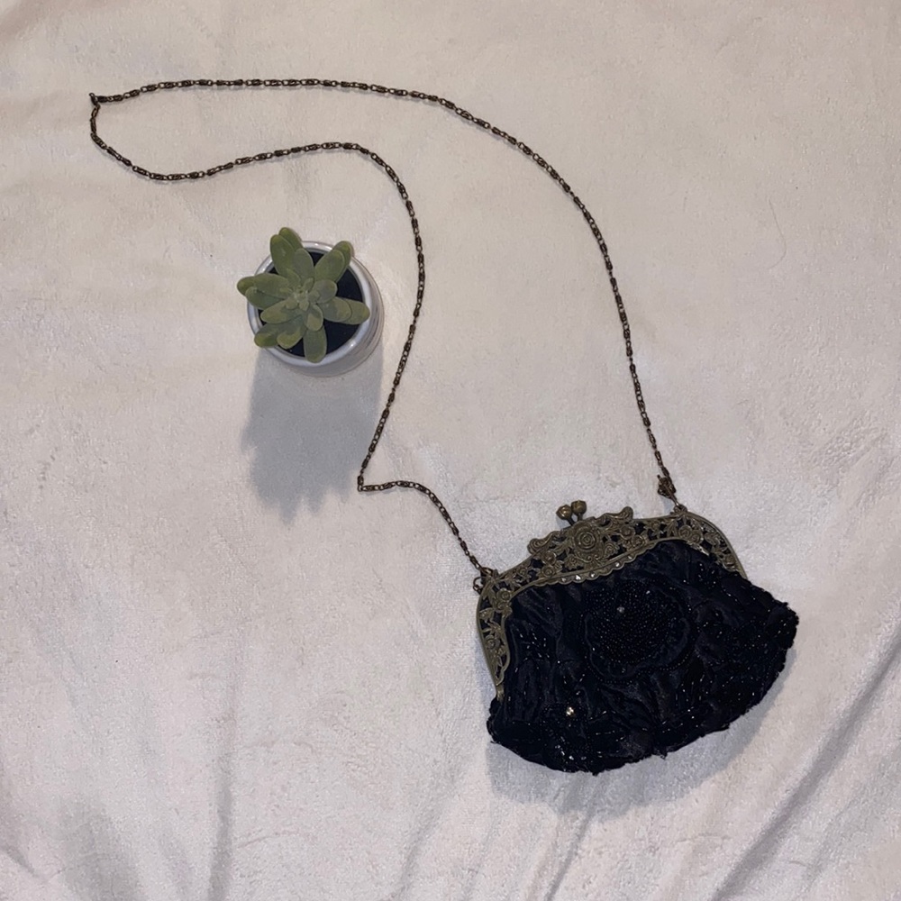 Black Floral Event Clutch/Crossbody